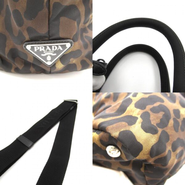 2107601007013 10c Prada Nylon Leopard 2WAY Tote Bag Black