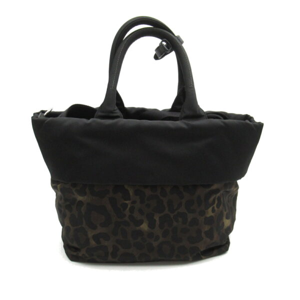 2107601007013 2 Prada Nylon Leopard 2WAY Tote Bag Black