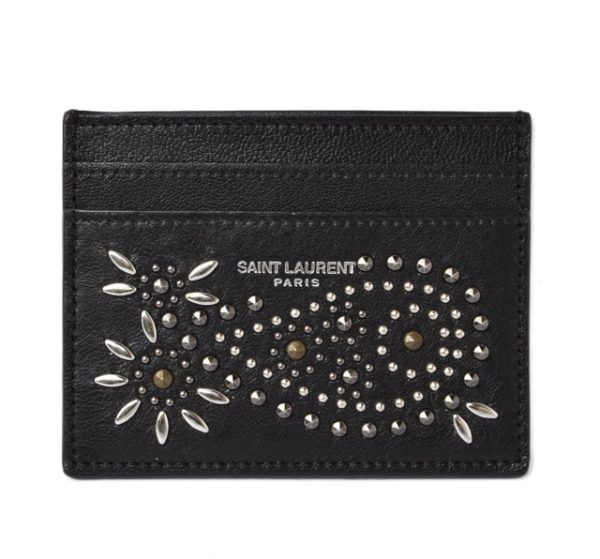 210913 621 2 ysl 1 Saint Laurent Card Case Paisley Pattern Studs Black