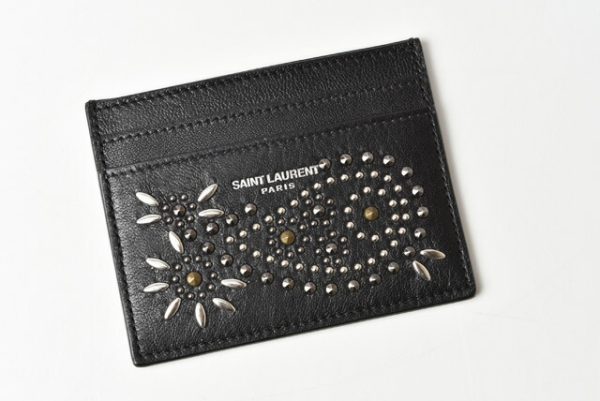 210913 621 2 ysl 2 Saint Laurent Card Case Paisley Pattern Studs Black