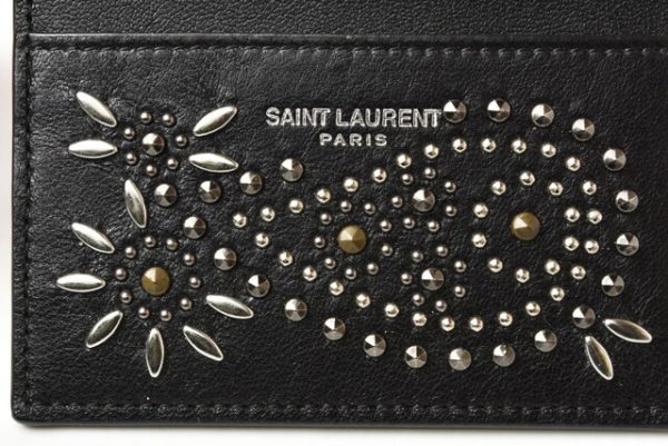 210913 621 2 ysl 4 Saint Laurent Card Case Paisley Pattern Studs Black