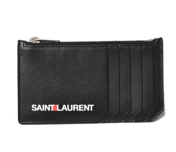 210913 621 4 ysl 1 Saint Laurent Coin Case Card Case Ship Pouch Calf Black