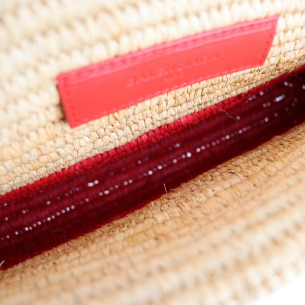 2114103007129 9 BALENCIAGA Bag Clutch Raffia Natural Red Straw Basket Bag