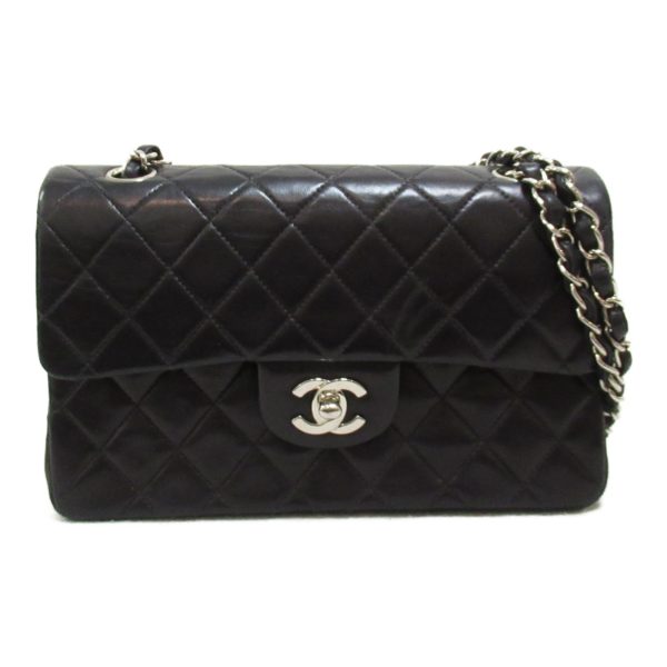 2118300047781 2 Chanel Matelasse Double Flap Chain Shoulder Bag Lambskin Black