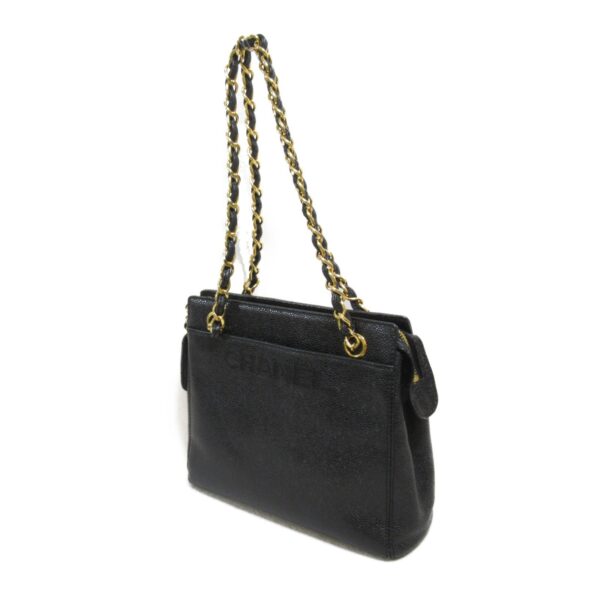 2118400115137 4 Chanel Caviar Skin Chain Tote Bag Black