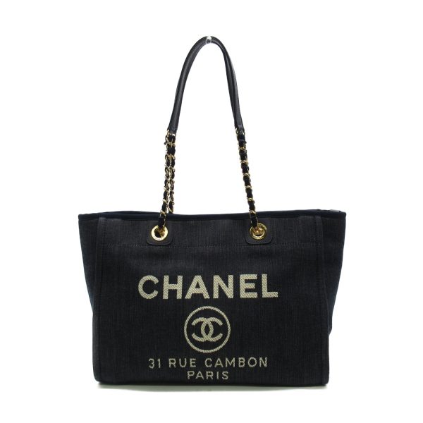 2118400120551 1 Chanel Deauville Chain Tote Bag Denim Blue