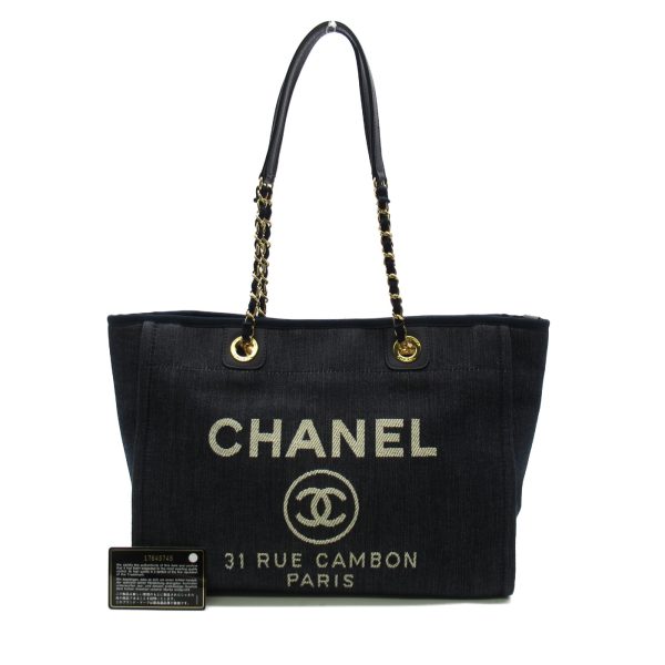 2118400120551 2 Chanel Deauville Chain Tote Bag Denim Blue