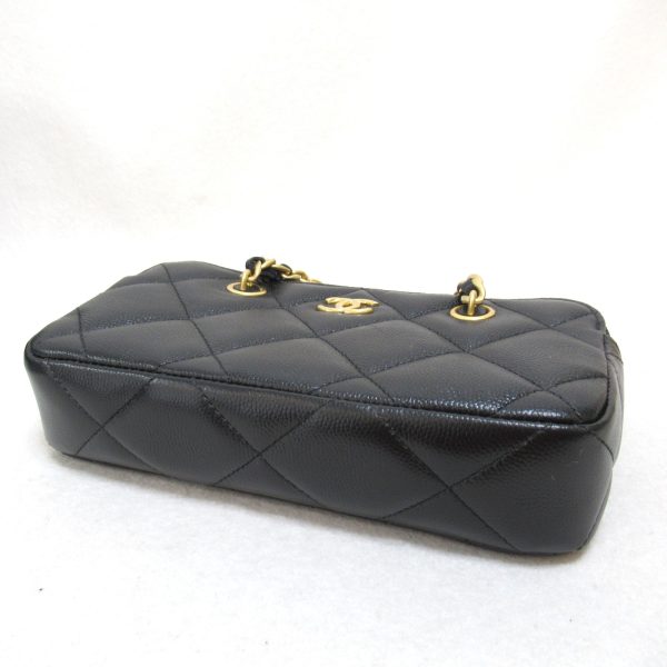 2118700056673 5 Chanel Matelasse Phone Holder 2Way Shoulder Bag Caviar Skin Black