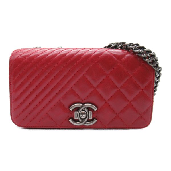 2118700058158 3 Chanel Cocoboy Chain Shoulder Bag Calf Red