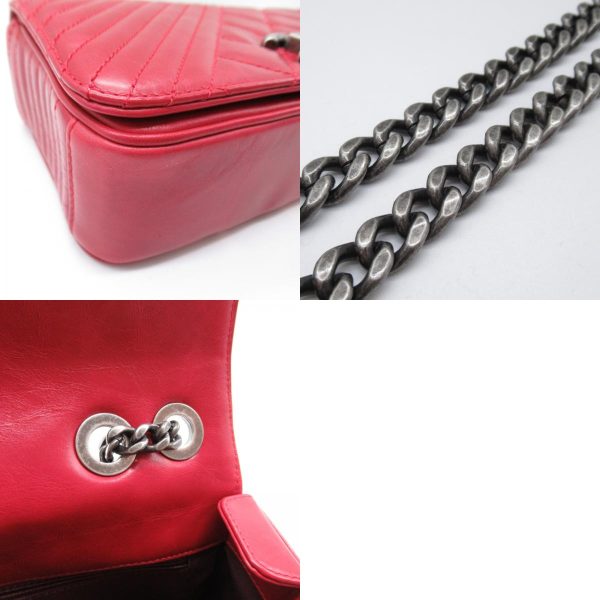 2118700058158 8c Chanel Cocoboy Chain Shoulder Bag Calf Red