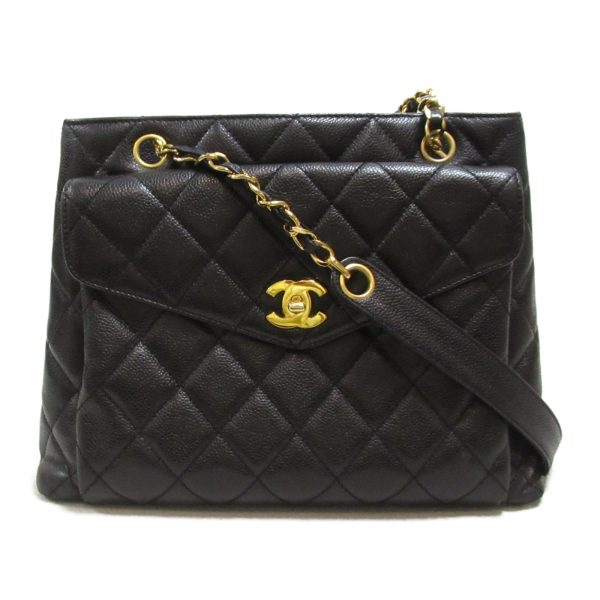 2118700058349 2 Chanel Matelasse Shoulder Tote Caviar Skin Black