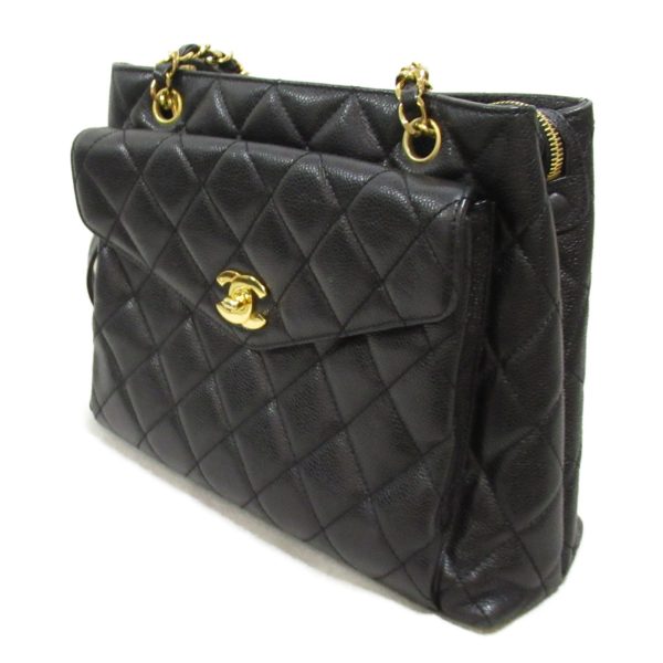 2118700058349 4 Chanel Matelasse Shoulder Tote Caviar Skin Black