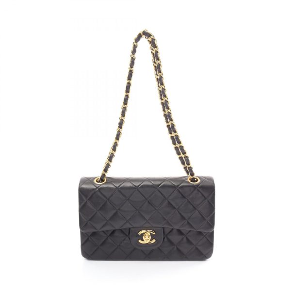 2118700062629 1 Chanel Matelasse W Flap Shoulder Bag Black