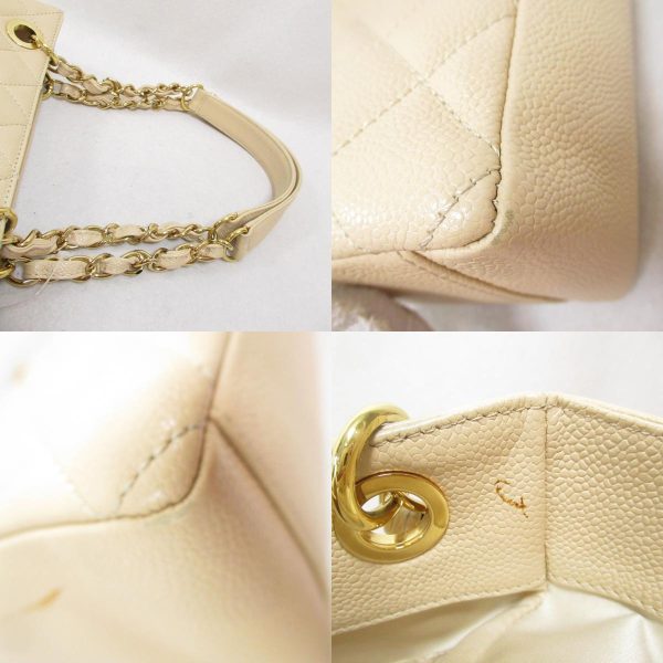 2118800094575 9c Chanel Chain Tote Bag Caviar Skin Beige