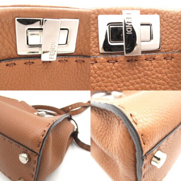 2118800094766 10c Fendi Selleria Mini Peekaboo 2Way Shoulder Bag Brown