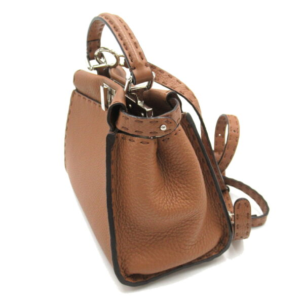 2118800094766 3 Fendi Selleria Mini Peekaboo 2Way Shoulder Bag Brown