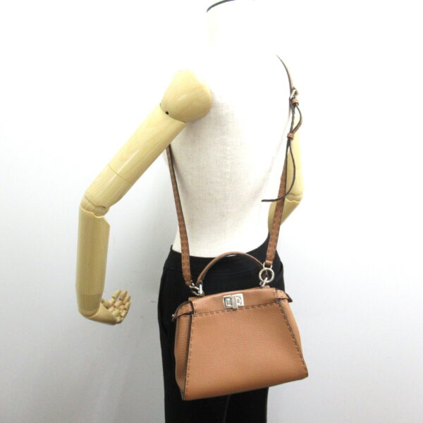 2118800094766 5 Fendi Selleria Mini Peekaboo 2Way Shoulder Bag Brown