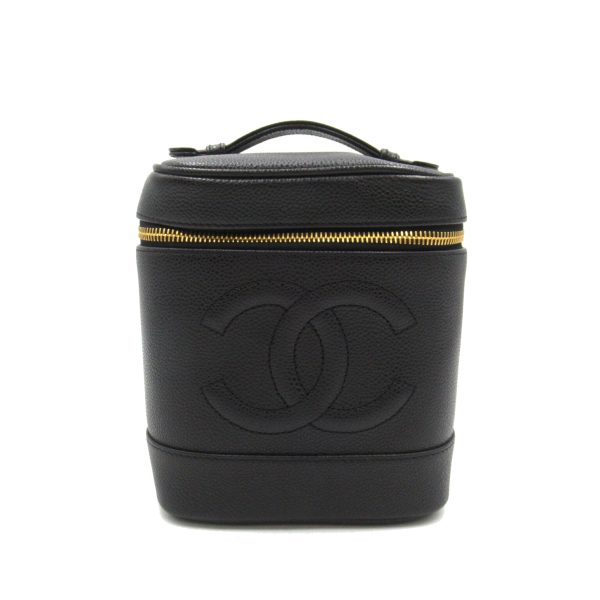 2118800104571 1 Chanel Vanity Handbag Caviar Skin Black