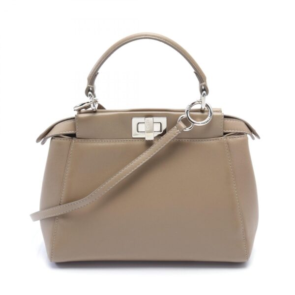 2118800105479 1 Fendi Mini Peekaboo Handbag Beige