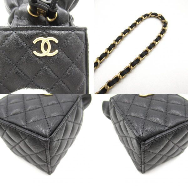 2118800107510 10c Chanel Matelasse Mini Drawstring Bag Black