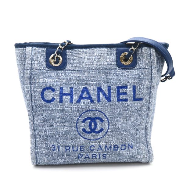 2118900037014 4 Chanel Deauville Shoulder PM Shoulder Tote Blue