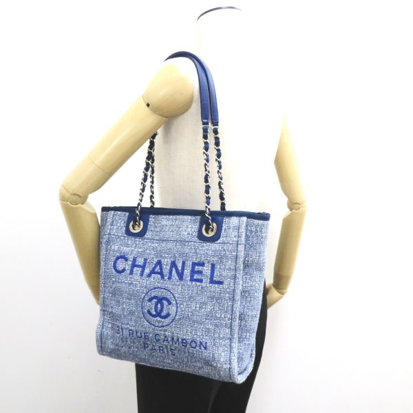 2118900037014 7 Chanel Deauville Shoulder PM Shoulder Tote Blue