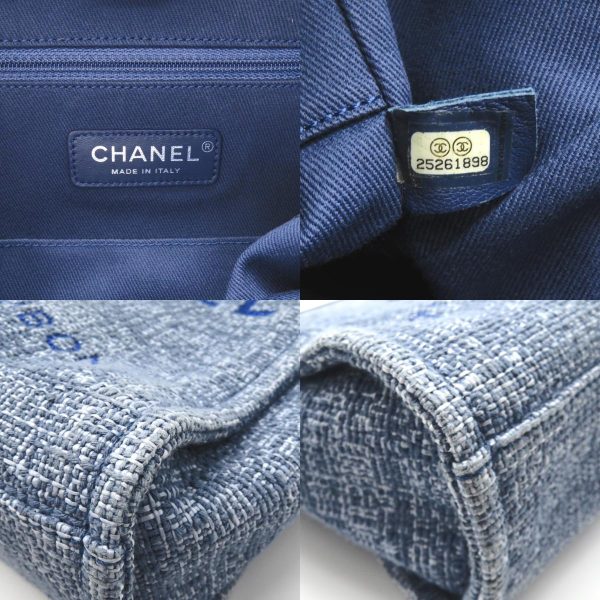 2118900037014 9c Chanel Deauville Shoulder PM Shoulder Tote Blue