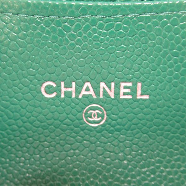 2119900004419 8 Chanel Chain Wallet Caviar Skin Green