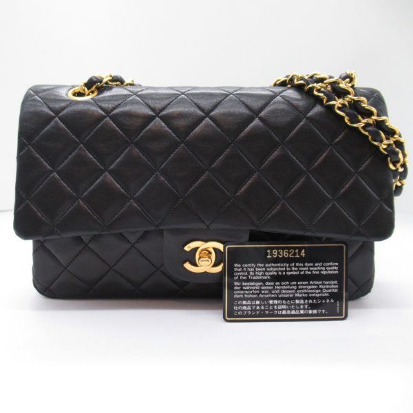 2119900009780 5 Chanel Matelasse Double Flap Shoulder Bag Black