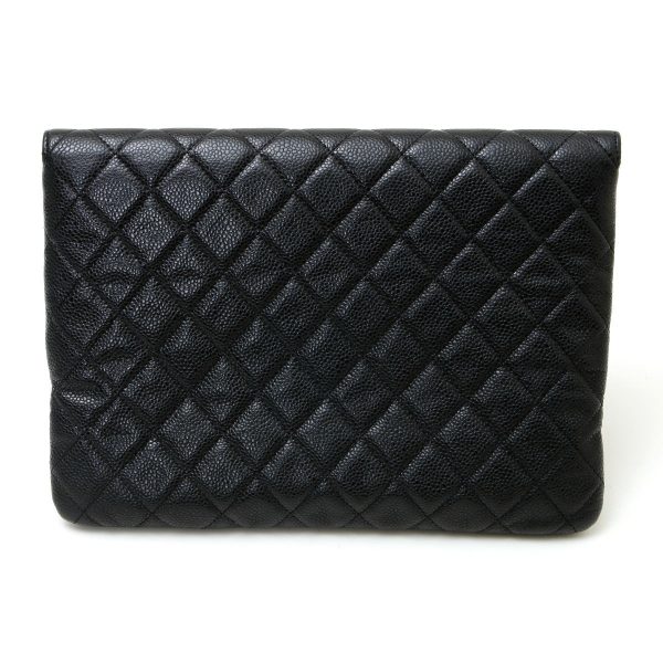 2120069 3 CHANEL Cocomark lock Matelasse Clutch Bag Black Caviar