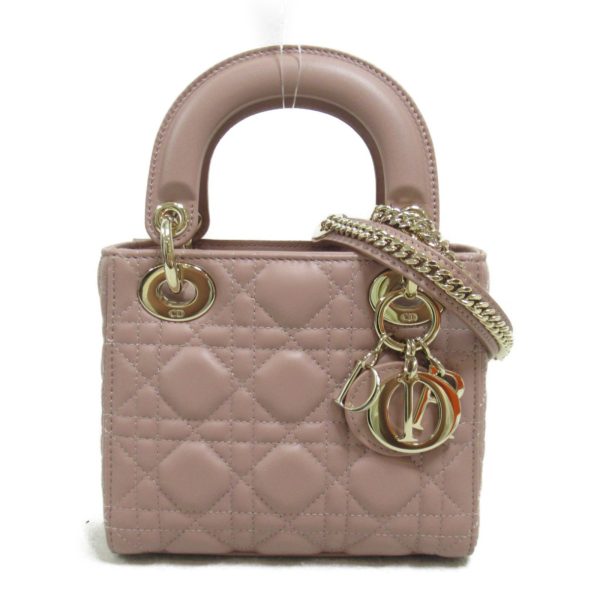 2120100000866 2 Dior Cannage 2 way tote bag lambskin sheep pink beige