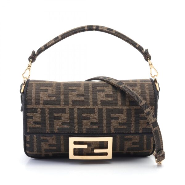 2120100002037 1 Fendi Mini Baguette Small Zucca Handbag Brown Black