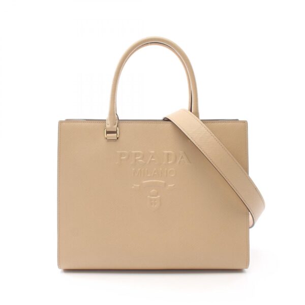 2120700028857 1 Prada Saffiano LuSaffiano Handbag Beige