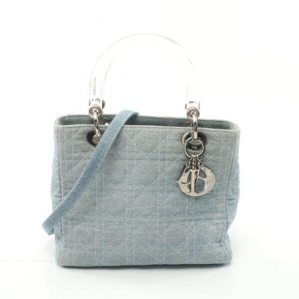 2120700052975 1 Dior Dior Cannage Denim Handbag Blue Clear