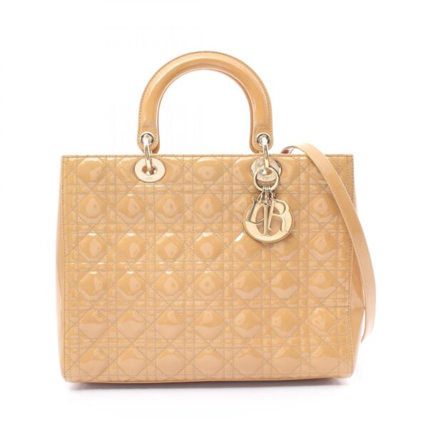 2120700081432 1 Dior Dior Cannage Patent Handbag Beige