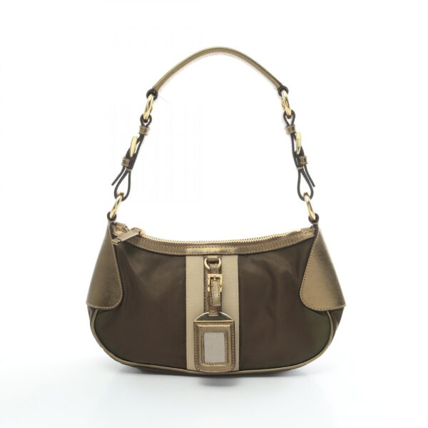 2120700130819 1 Prada Nylon Saffiano Shoulder Bag Khaki