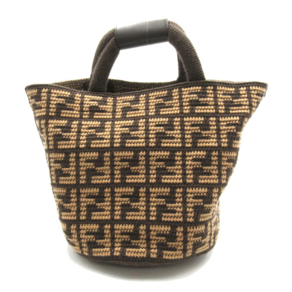 2120700138761 2 Fendi Knit Fabric Tote Bag Brown