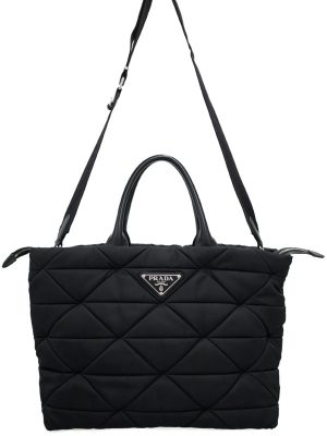 2122005910011 Prada Nylon Chain Tote Bag Black