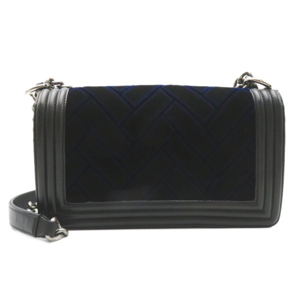 2124200017854 2 Chanel Boy Chain Shoulder Bag Blue Black