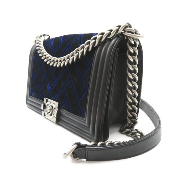 2124200017854 3 Chanel Boy Chain Shoulder Bag Blue Black