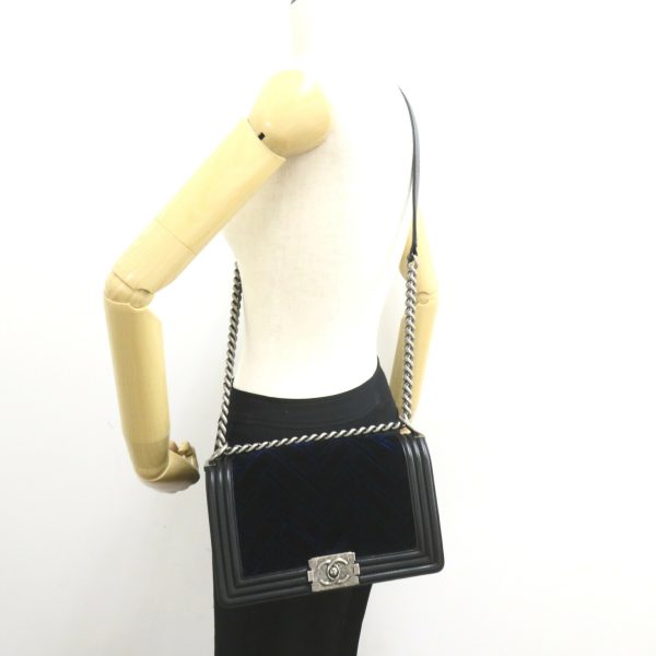 2124200017854 6 Chanel Boy Chain Shoulder Bag Blue Black