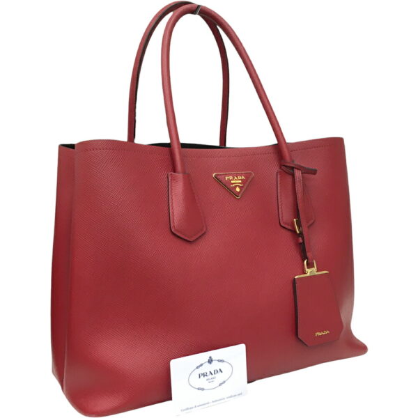 22 487 1 Prada Saffiano Cuir 2WAY Bag Calf Red