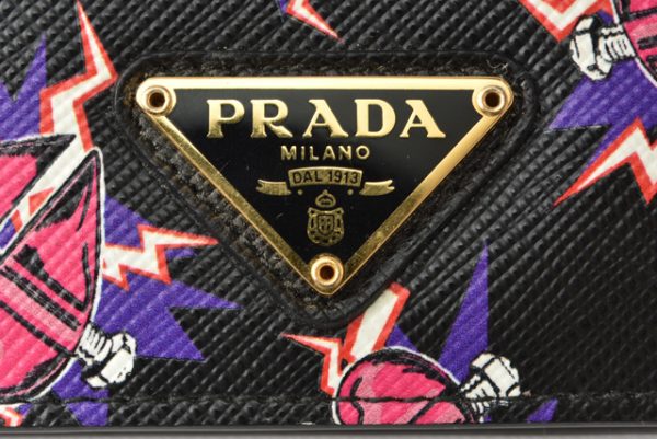 2209 779 37 p 3 Prada Wallet Folding Heart Black Fuchsia