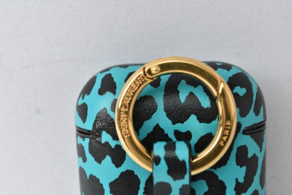 2212 232 5 ysl 3 Saint Laurent AirPods Case Leopard Pattern Blue Black