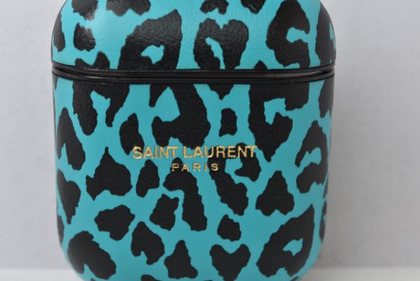 2212 232 5 ysl 8 Saint Laurent AirPods Case Leopard Pattern Blue Black