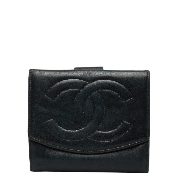 222 45352 1 CHANEL Decacoco Double Hook Wallet Black Leather