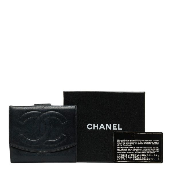 222 45352 12 CHANEL Decacoco Double Hook Wallet Black Leather