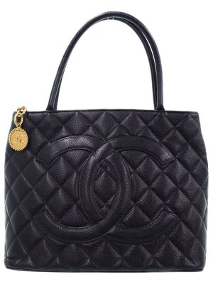 2221267330015 Chanel Black Quilted Lambskin Medium Classic Double Flap Bag