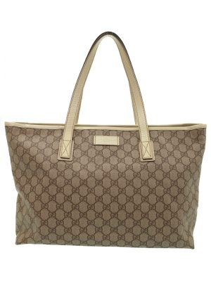 2223430740010 Gucci GG Canvas New Britt Tote Bag Black Leather