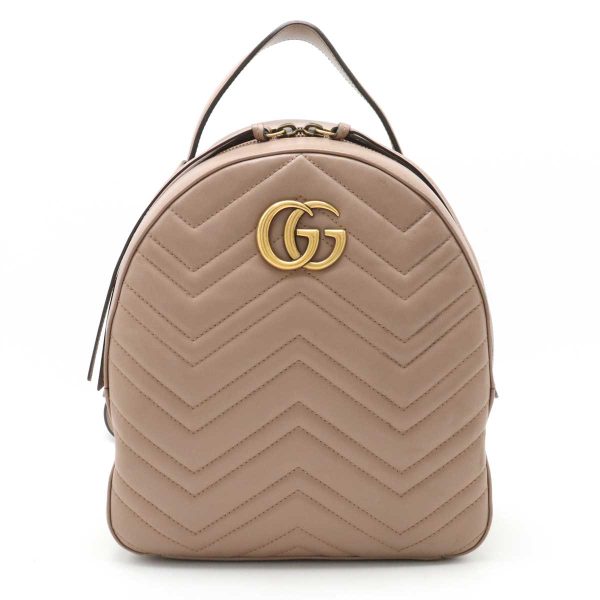 22400521 1 GUCCI GG Marmont Quilted Rucksack Backpack Pink Beige